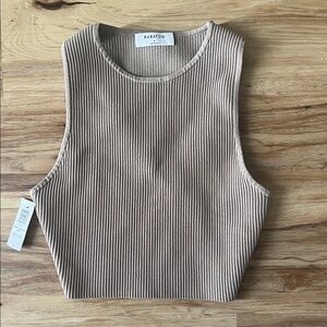 Babaton Ribbed Crop Tank - Taupe
